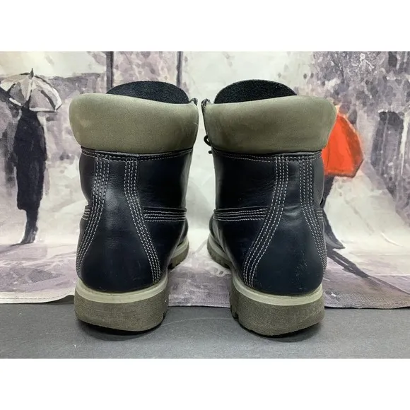 Vintage Timberland Boots Mens US 10.5 M Navy Blue Gray Fashion 15014 Made In USA