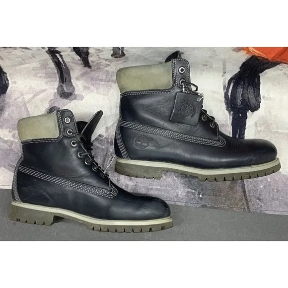 Vintage Timberland Boots Mens US 10.5 M Navy Blue Gray Fashion 15014 Made In USA