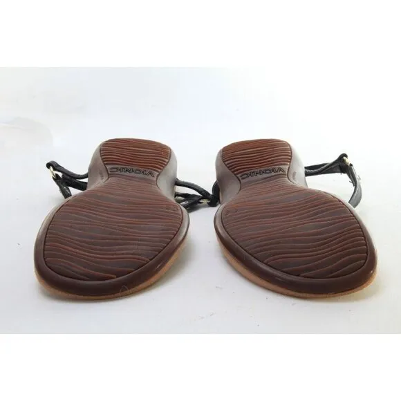 VIONIC KIRRA Sandals Shoes Black Leather Thong Strappy Women's Sz 6 EU 37