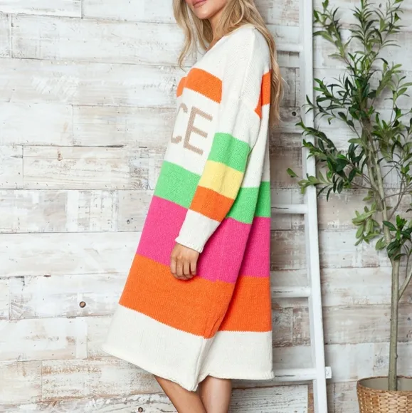 Vivid Block Sweater Dress - Beige