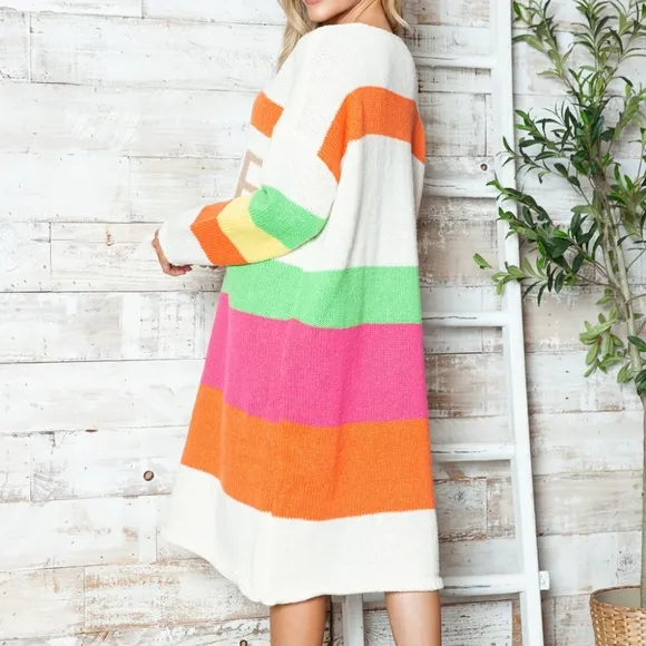 Vivid Block Sweater Dress - Beige