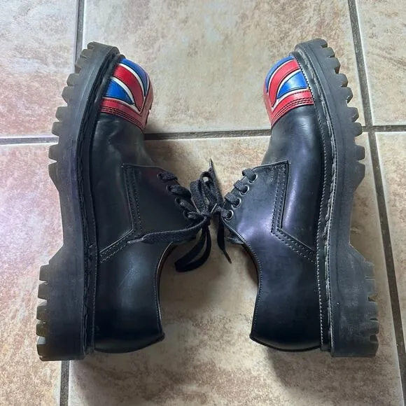 Vtg Tredair Designer Leather Union Jack Shoes Size 6 Made In England Flag
