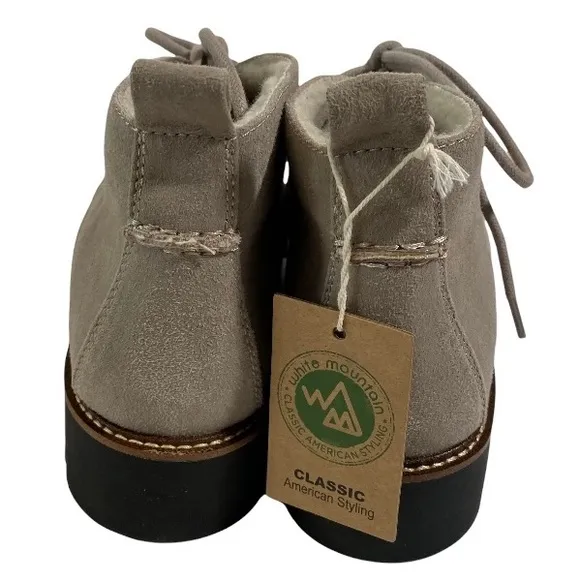 White Mountain Grey Brown Sherpa Lined Suede Scotch Guarded Bootie Size 9.5