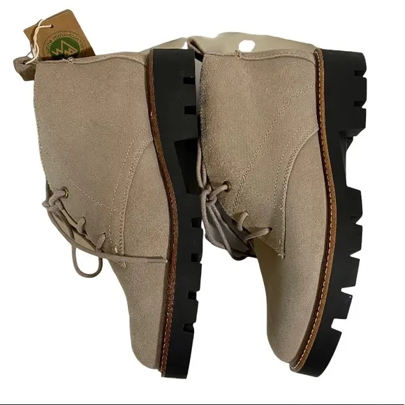 White Mountain Grey Brown Sherpa Lined Suede Scotch Guarded Bootie Size 9.5