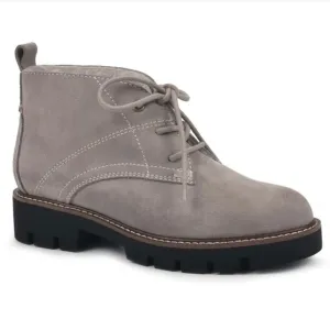 White Mountain Grey Brown Sherpa Lined Suede Scotch Guarded Bootie Size 9.5