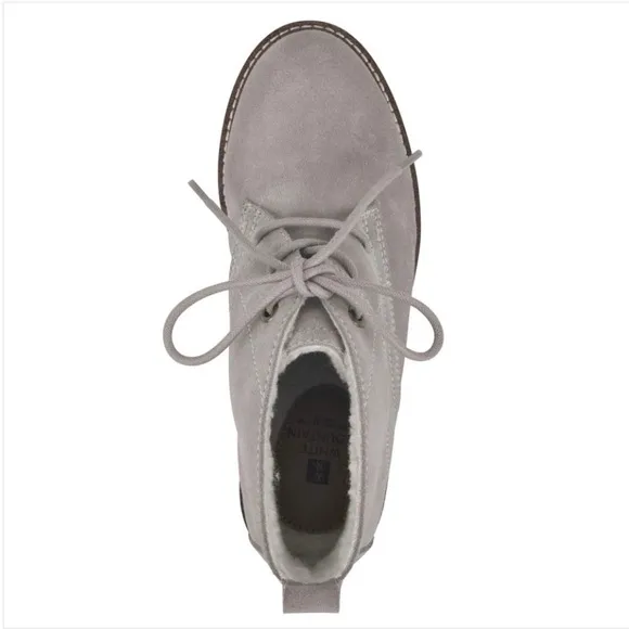 White Mountain Grey Brown Sherpa Lined Suede Scotch Guarded Bootie Size 9.5