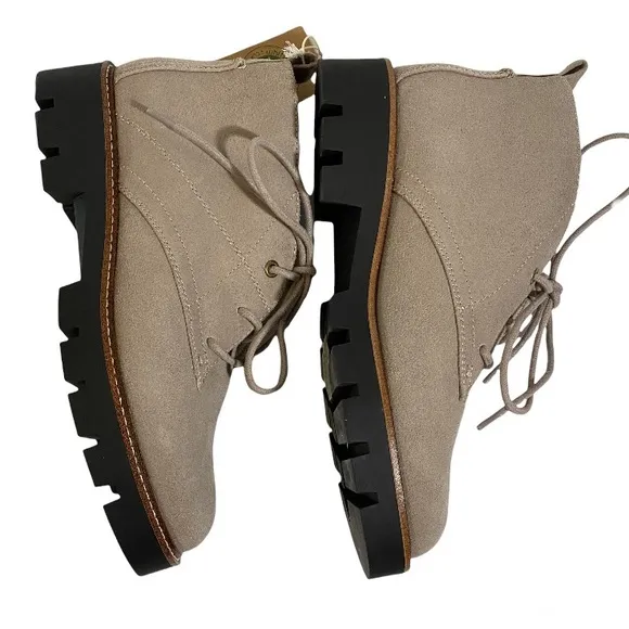 White Mountain Grey Brown Sherpa Lined Suede Scotch Guarded Bootie Size 9.5