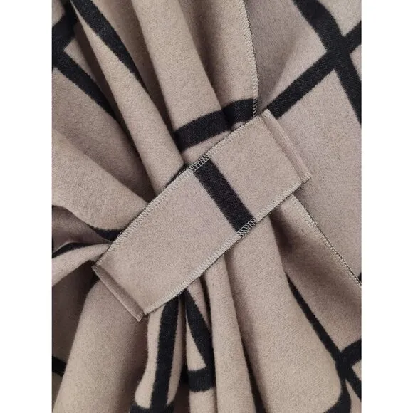 Women's Az Black and Khaki Fall Winter Shawl Open Front Cardigan Imported Shawls