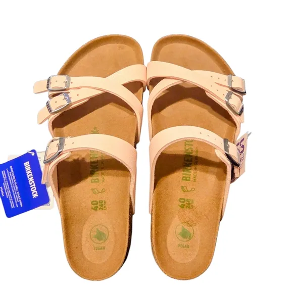 Women's Birkenstock Franca Birko-Flor  Shiny Light Rose Slide Sandals S: 9