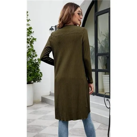 Women's Button Front Long Cardigan with Pockets Outerwear Sweaters