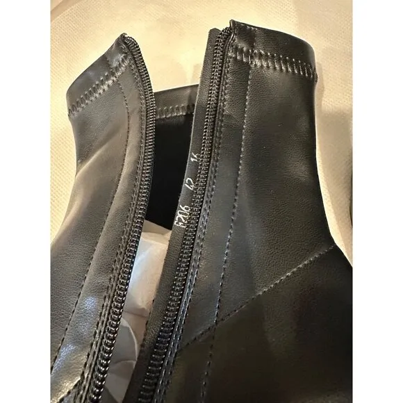 Women's Fashion Two Tone Pointy Toe Kitten Heel Stretched Ankle Boots Shoes