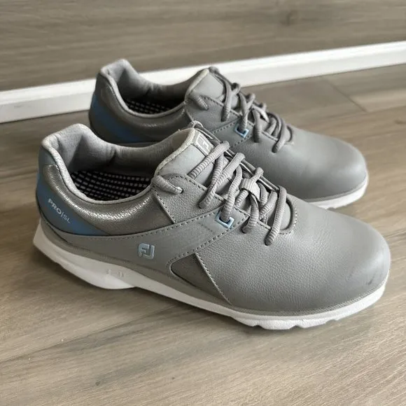 Womens FootJoy Pro/SL Golf Shoes Grey / Light Blue 98118‎ Size 7 Shoes Cleats