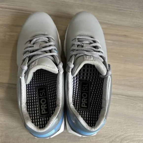 Womens FootJoy Pro/SL Golf Shoes Grey / Light Blue 98118‎ Size 7 Shoes Cleats
