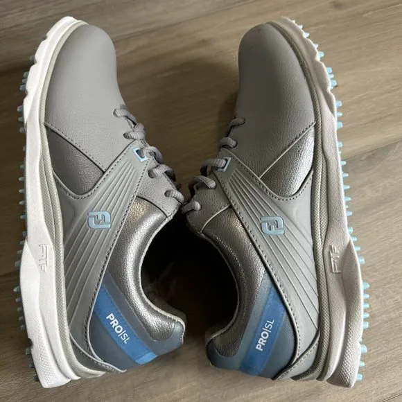 Womens FootJoy Pro/SL Golf Shoes Grey / Light Blue 98118‎ Size 7 Shoes Cleats