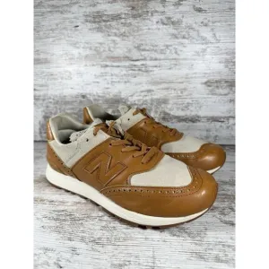 Women's Grenson x New Balance 576 Brown Leather Wingtip Sneakers Sz 8.5B