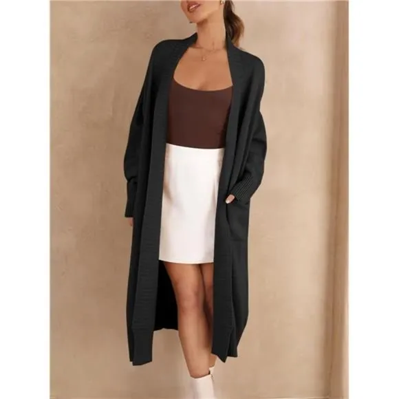 Women's Long Cardigan Sweaters Knit Oversized Open Front Warm Coat with Pockets