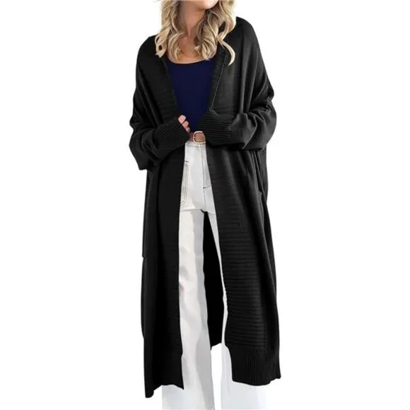 Women's Long Cardigan Sweaters Knit Oversized Open Front Warm Coat with Pockets