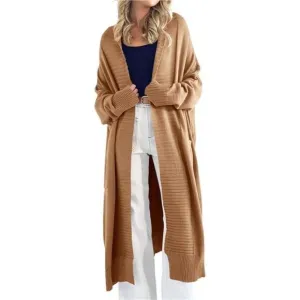 Women's Long Cardigan Sweaters Knit Oversized Open Front Warm Coat with Pockets