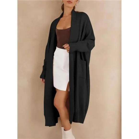 Women's Long Cardigan Sweaters Knit Oversized Open Front Warm Coat with Pockets