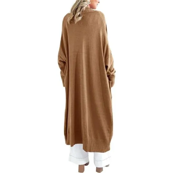 Women's Long Cardigan Sweaters Knit Oversized Open Front Warm Coat with Pockets