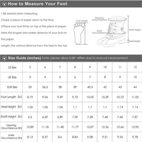 Women's Mid Calf Waterproof Winter Snow Boots