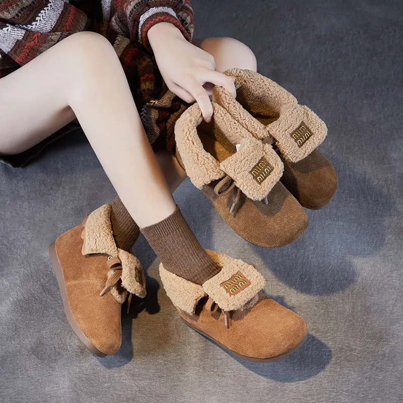 Women's Minimalism Solid Suede Soft Furred Ankle Snow Boots