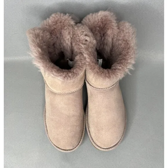 Womens Uggs Boots Bailey Bow Tulle Mini Dusk Pink Purple Sz 6 Fits 7 Suede Rare