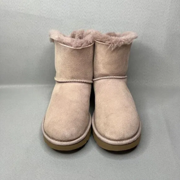 Womens Uggs Boots Bailey Bow Tulle Mini Dusk Pink Purple Sz 6 Fits 7 Suede Rare