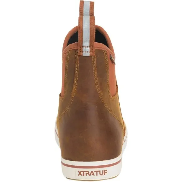 XTRATUF LEATHER ANKLE DECK BOOT ORANGE 10.5 D (M)