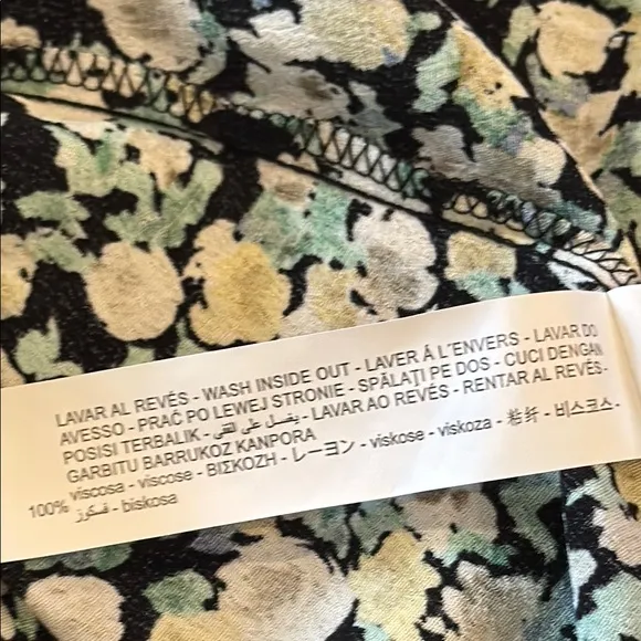 Zara Green Floral Long Sleeve Midi Shirt Dress Size Large NWT